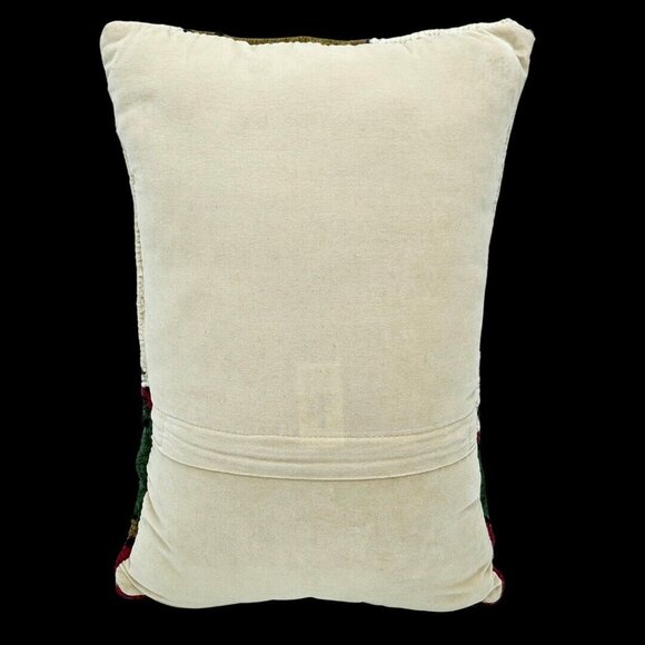 Vintage Queen Of Hearts Needlepoint Wool Throw Pillow Novelty Casino Art Deco - Picture 2 of 14